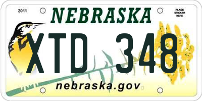 NE license plate XTD348