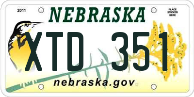 NE license plate XTD351