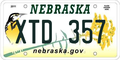 NE license plate XTD357