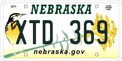 NE license plate XTD369