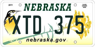 NE license plate XTD375