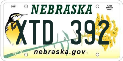 NE license plate XTD392