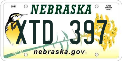 NE license plate XTD397