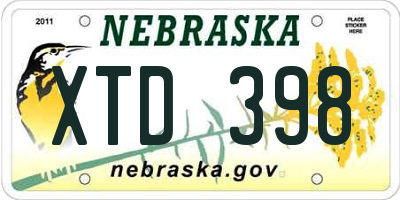 NE license plate XTD398