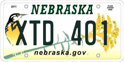 NE license plate XTD401
