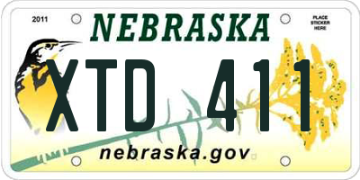 NE license plate XTD411