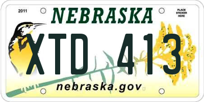 NE license plate XTD413