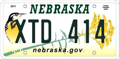 NE license plate XTD414