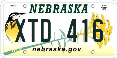NE license plate XTD416
