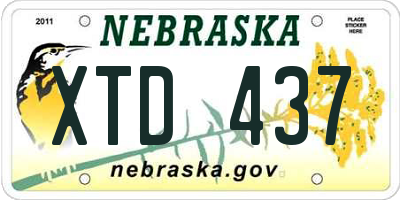 NE license plate XTD437