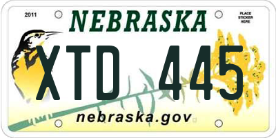 NE license plate XTD445