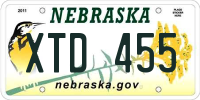 NE license plate XTD455