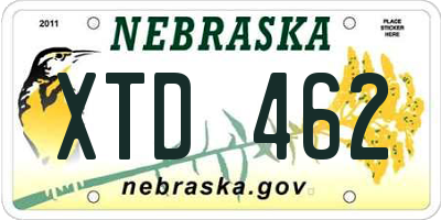 NE license plate XTD462