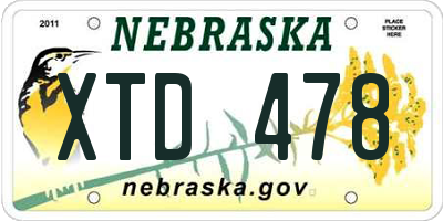 NE license plate XTD478