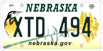 NE license plate XTD494