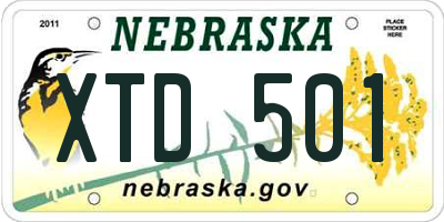 NE license plate XTD501