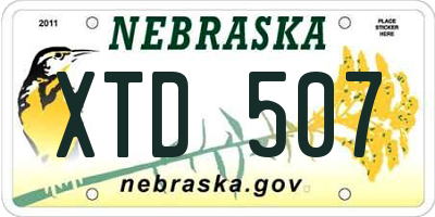 NE license plate XTD507