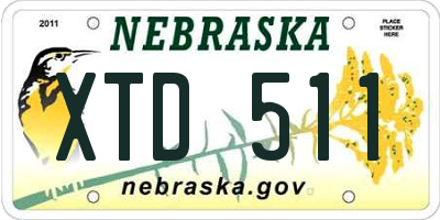 NE license plate XTD511