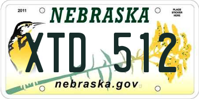 NE license plate XTD512