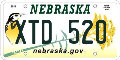 NE license plate XTD520