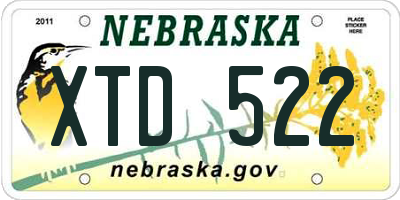 NE license plate XTD522