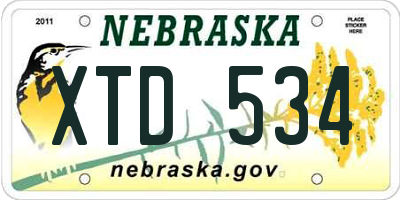 NE license plate XTD534