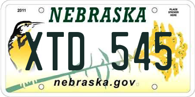 NE license plate XTD545