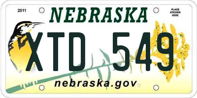 NE license plate XTD549