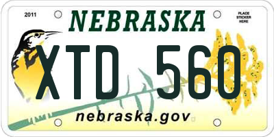 NE license plate XTD560
