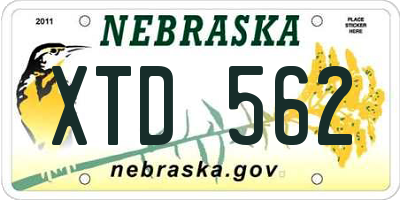 NE license plate XTD562