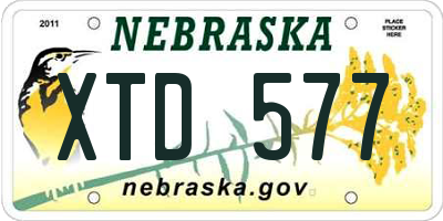 NE license plate XTD577