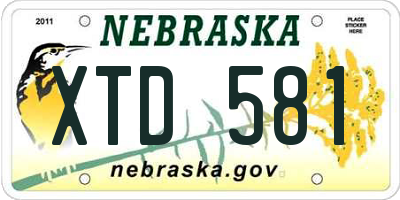NE license plate XTD581