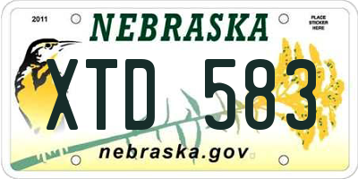 NE license plate XTD583