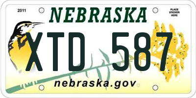 NE license plate XTD587