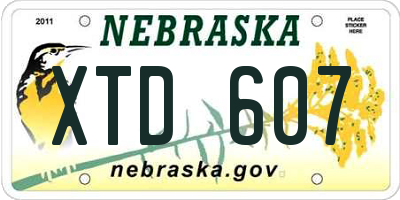 NE license plate XTD607