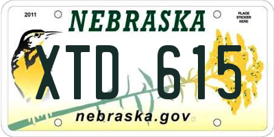 NE license plate XTD615