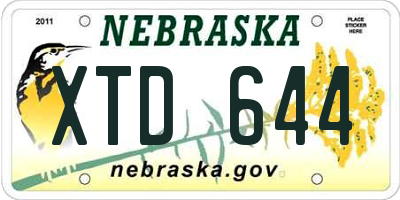 NE license plate XTD644