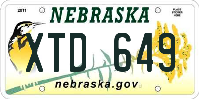 NE license plate XTD649
