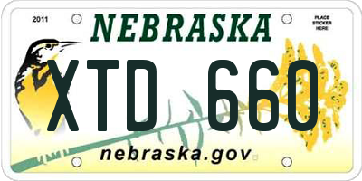 NE license plate XTD660