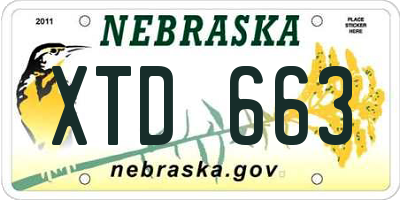 NE license plate XTD663
