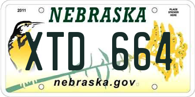 NE license plate XTD664