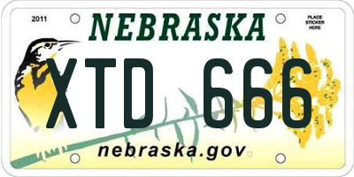 NE license plate XTD666