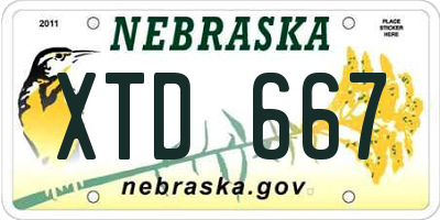 NE license plate XTD667