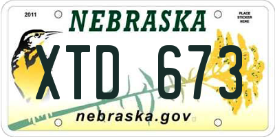 NE license plate XTD673