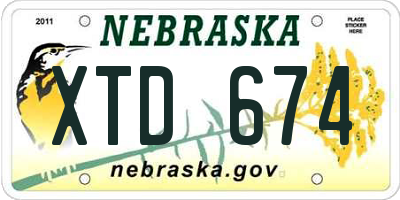 NE license plate XTD674