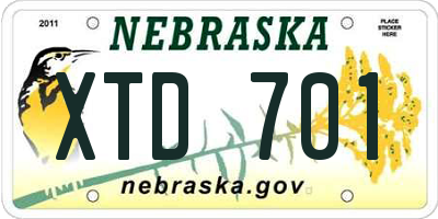 NE license plate XTD701