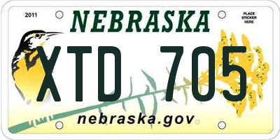 NE license plate XTD705