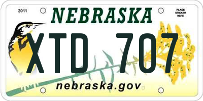 NE license plate XTD707