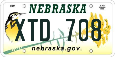 NE license plate XTD708