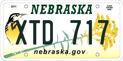 NE license plate XTD717